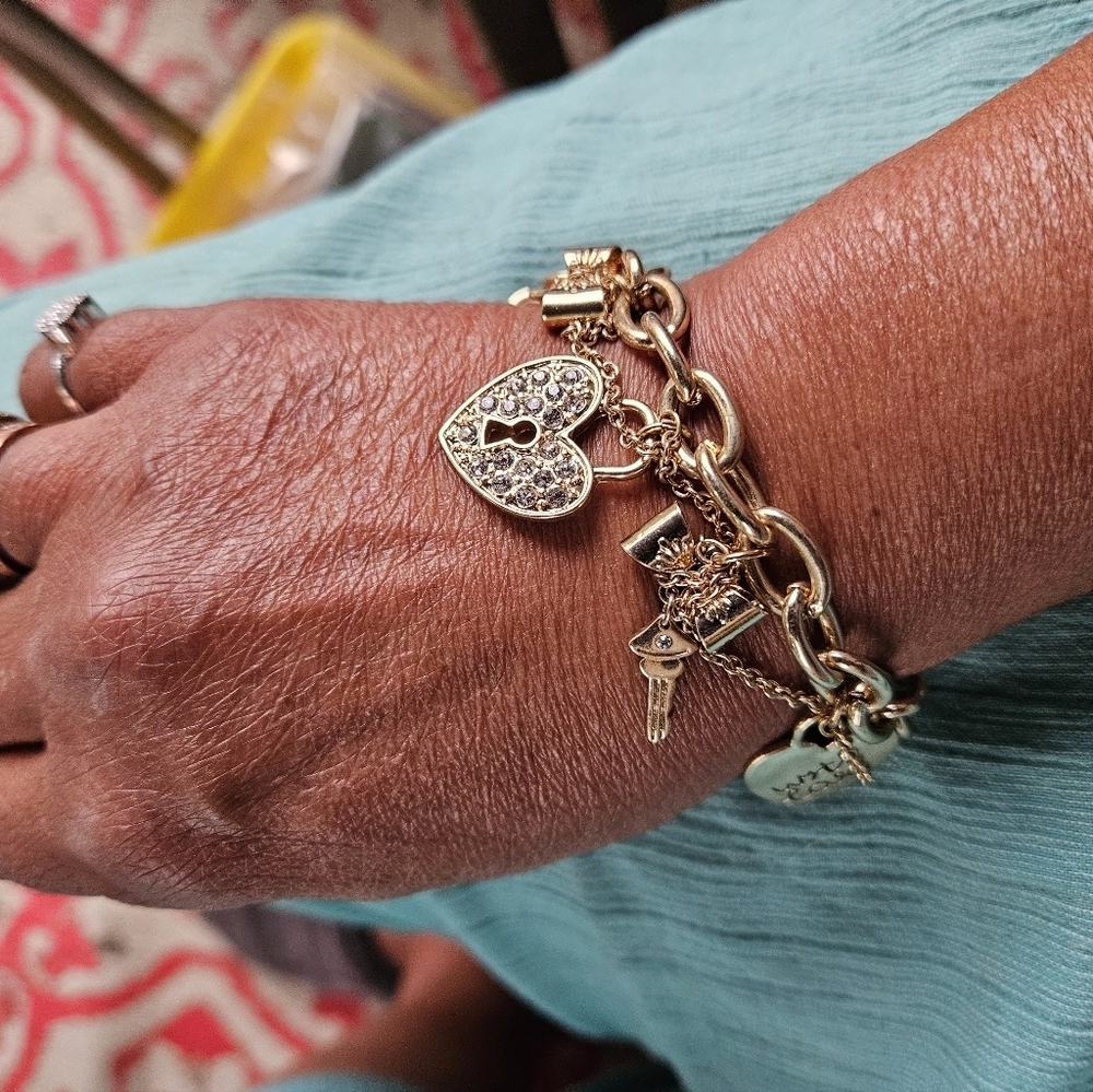 Guess Silver-tone "With Love" Charm Bracelet